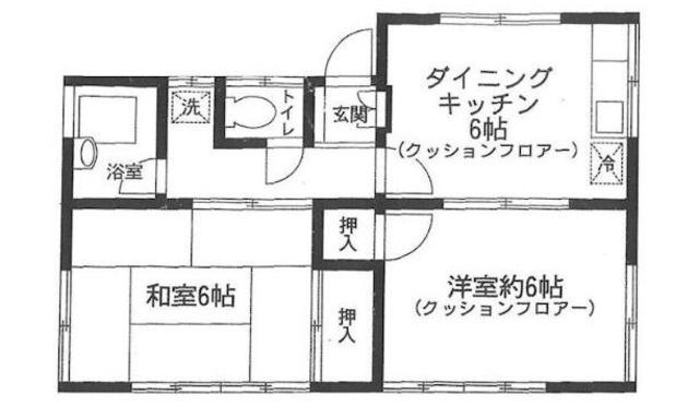 ホワイトリーオ(2DK/1階)の間取り写真