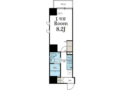 朱雀楼 東京(1K/9階)の間取り写真
