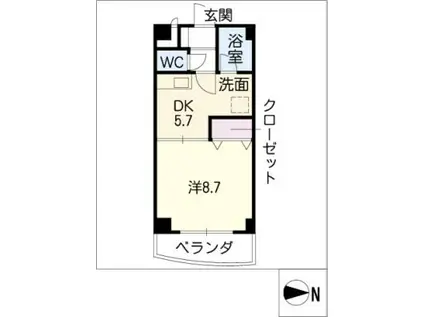 カイラーサ(1DK/4階)の間取り写真