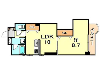 ワコーレエキサイド岡本(1LDK/9階)の間取り写真