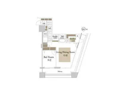 コンシェリア西新宿TOWER´S ウエスト(1LDK/8階)の間取り写真