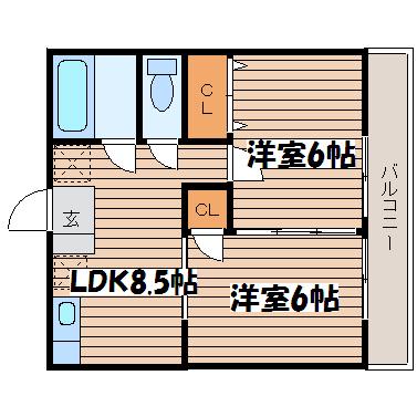 リーベンス東仙台(2LDK/1階)の間取り写真
