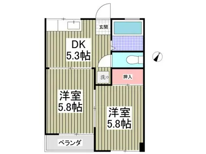 高鼻コーポ 2-D(2K/2階)の間取り写真