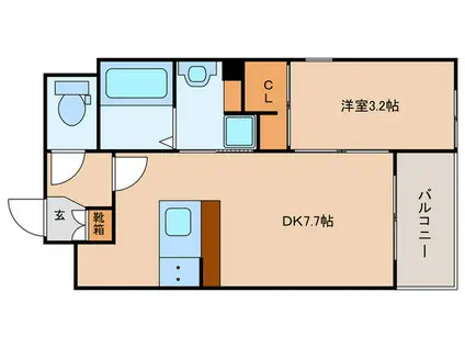 リアンレガーロ南本町(1DK/3階)の間取り写真
