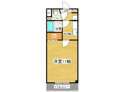 グリーンビューアネックス(1K/1階)の間取り写真