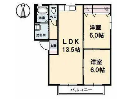 エスティー新福A棟(2LDK/2階)の間取り写真