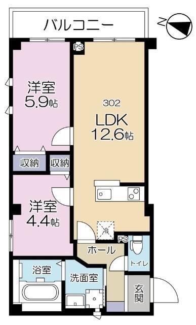 エーフラット2(2LDK/3階)の間取り写真