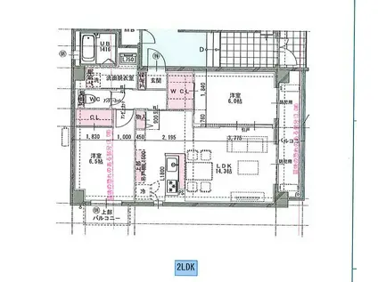 キャッスル玉名(2LDK/1階)の間取り写真