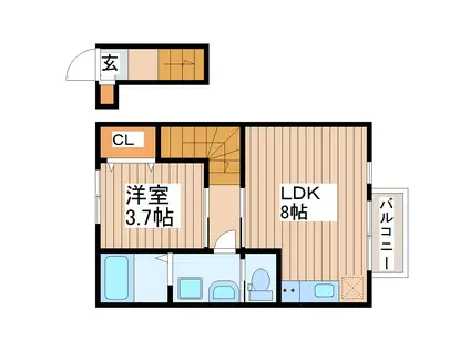 エクシリア東仙台II(1LDK/2階)の間取り写真