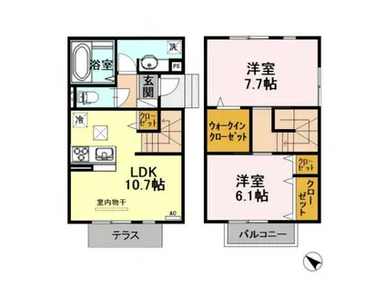 ソルシエル(2LDK/1階)の間取り写真