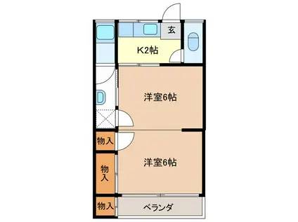 梨の木コーポ(1K/2階)の間取り写真