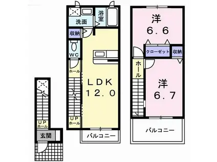ラ・ブローテ(2LDK/2階)の間取り写真
