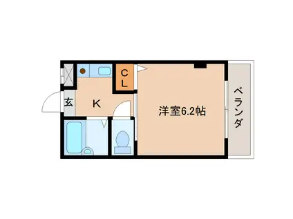 アリベーラ奈良(1K/2階)の間取り写真