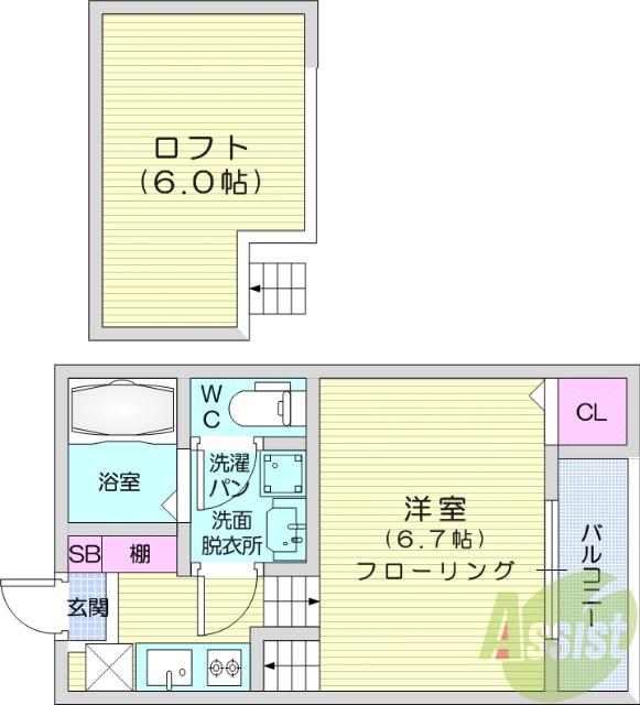 ラ・ムー長町(ワンルーム/1階)の間取り写真