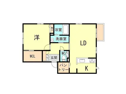 ソレイユ南別府 A・B棟(1LDK/1階)の間取り写真