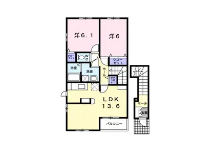 ブリエ・ヴェルジェB(2LDK/2階)の間取り写真