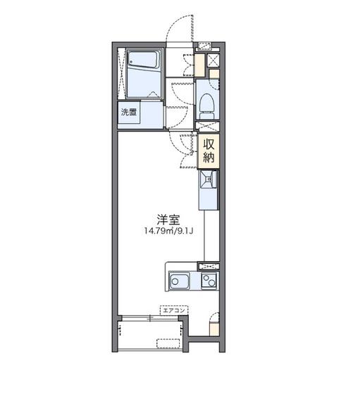 レオネクストクレール小山(ワンルーム/2階)の間取り写真