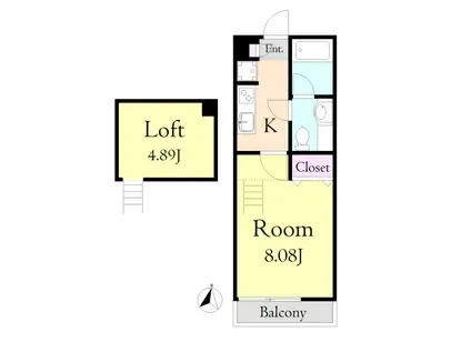 オーシャンヴェールA棟(1K/2階)の間取り写真