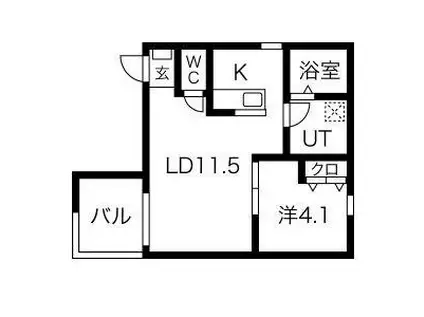 GRIN AT 大曽根南(1LDK/3階)の間取り写真