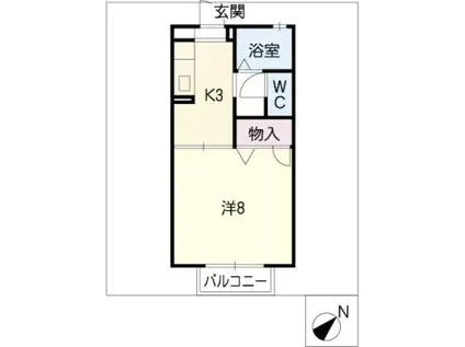 ラインハット(1K/2階)の間取り写真