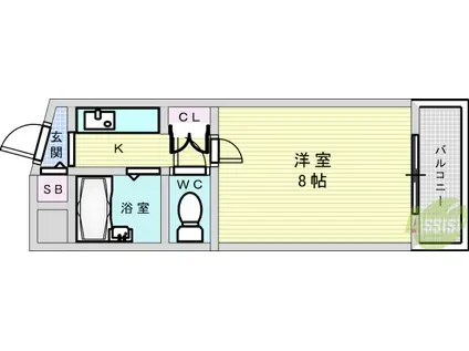 アンビエンテ泉町(1K/3階)の間取り写真