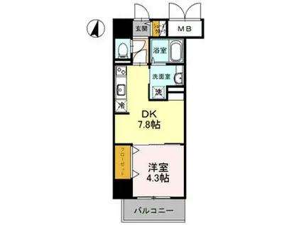 ザカーム(1DK/1階)の間取り写真