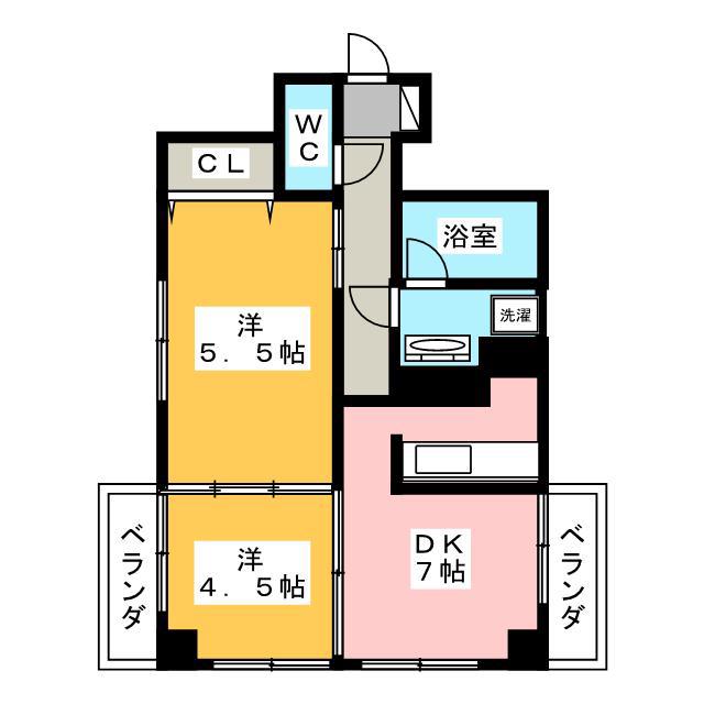エールプラザ戸山台(2DK/10階)の間取り写真
