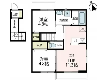 ラウレアI(2LDK/2階)の間取り写真