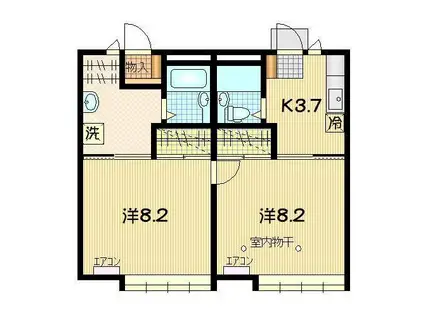 滝沢ヒルズ A(2K/1階)の間取り写真