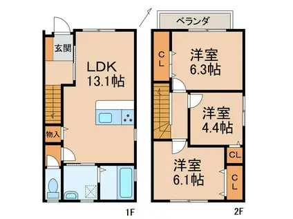 クラウンハイツ秋津町IV(3LDK/1階)の間取り写真