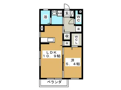 ガーデンヒルズA棟(1LDK/3階)の間取り写真