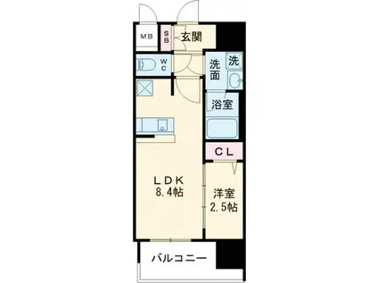 グランフォーレ久留米駅プレミア(1LDK/10階)の間取り写真