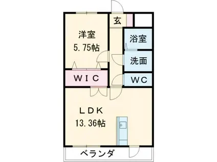 ルネスエスペランサ(1LDK/1階)の間取り写真