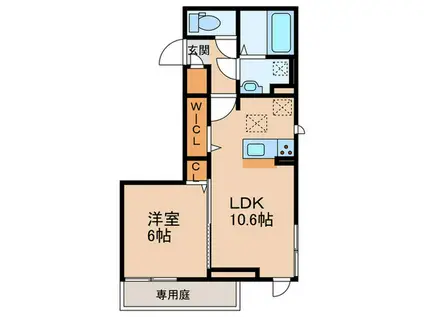 クレストヴェール清水(1LDK/1階)の間取り写真