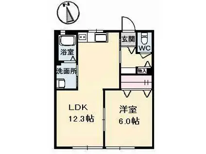 シャーメゾン ペリート(1LDK/2階)の間取り写真
