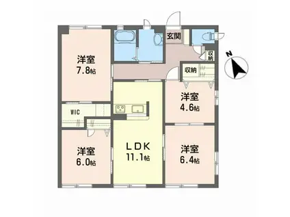 オレンジアークエクシア(4LDK/1階)の間取り写真