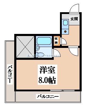 レインボーエム(1K/3階)の間取り写真