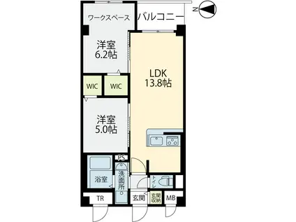 エルグランド春日(2LDK/5階)の間取り写真