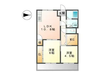 ドゥナーレ津新町(2LDK/2階)の間取り写真