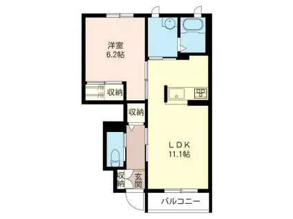 マルベリーヒルB(1LDK/1階)の間取り写真