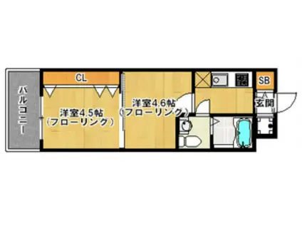 NO46 Vプロジェクト2100天神(2K/7階)の間取り写真