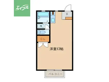 メゾンそよ風(ワンルーム/2階)の間取り写真