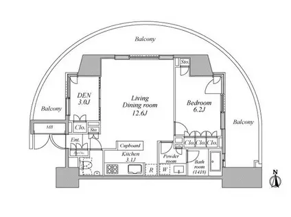 レジディア芝浦KAIGAN レジディア芝浦KAIGAN(1SLDK/4階)の間取り写真