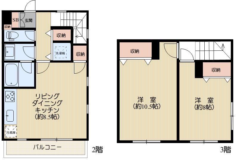 フォレストコートヤマグチ(2LDK/2階)の間取り写真
