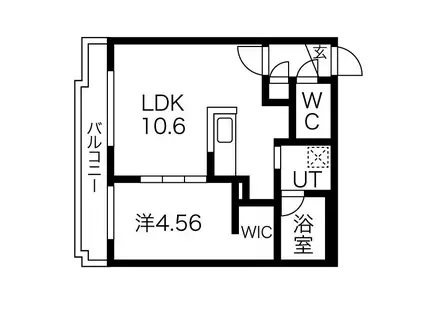 ベルゼル東札幌(1LDK/4階)の間取り写真