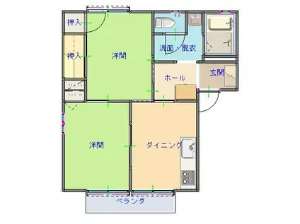 パイルアップA(2DK/1階)の間取り写真