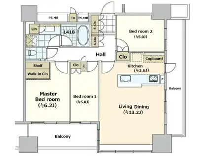 パークコート千代田富士見ザ タワー(3LDK/12階)の間取り写真