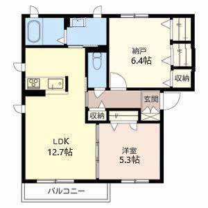 LA VITA DAINICHI(1SLDK/1階)の間取り写真