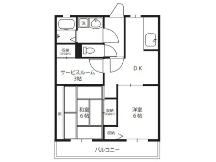 グランデージ武蔵野台(2SDK/4階)の間取り写真