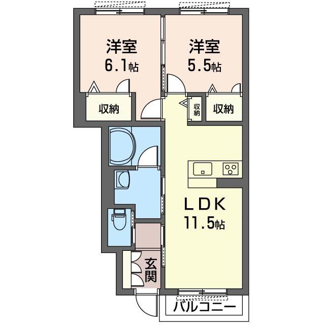 VILA KEYAKI(2LDK/1階)の間取り写真